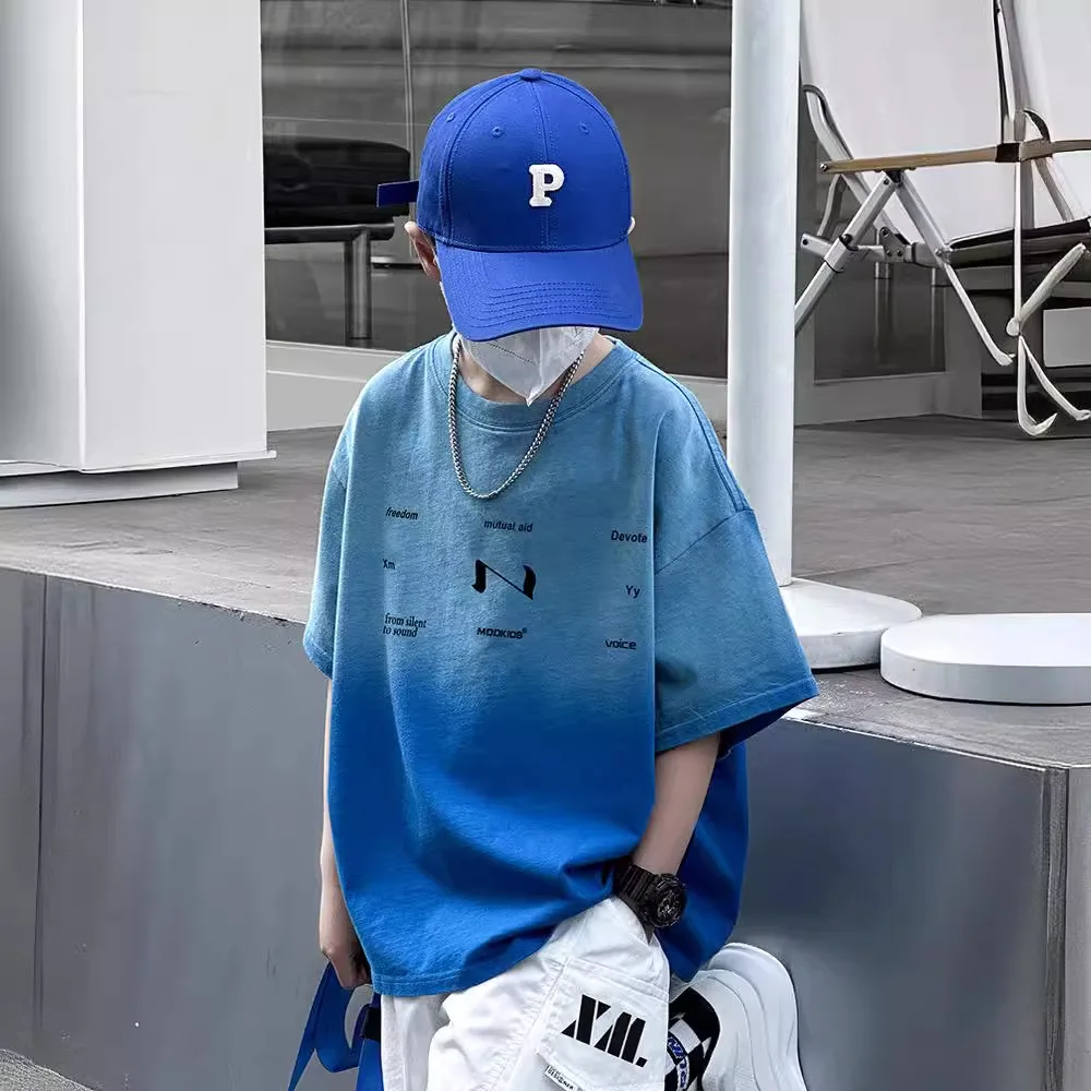 

Children's Summer Short-sleeved Letter Printed Fashionable, Simple and Handsome Boy Top