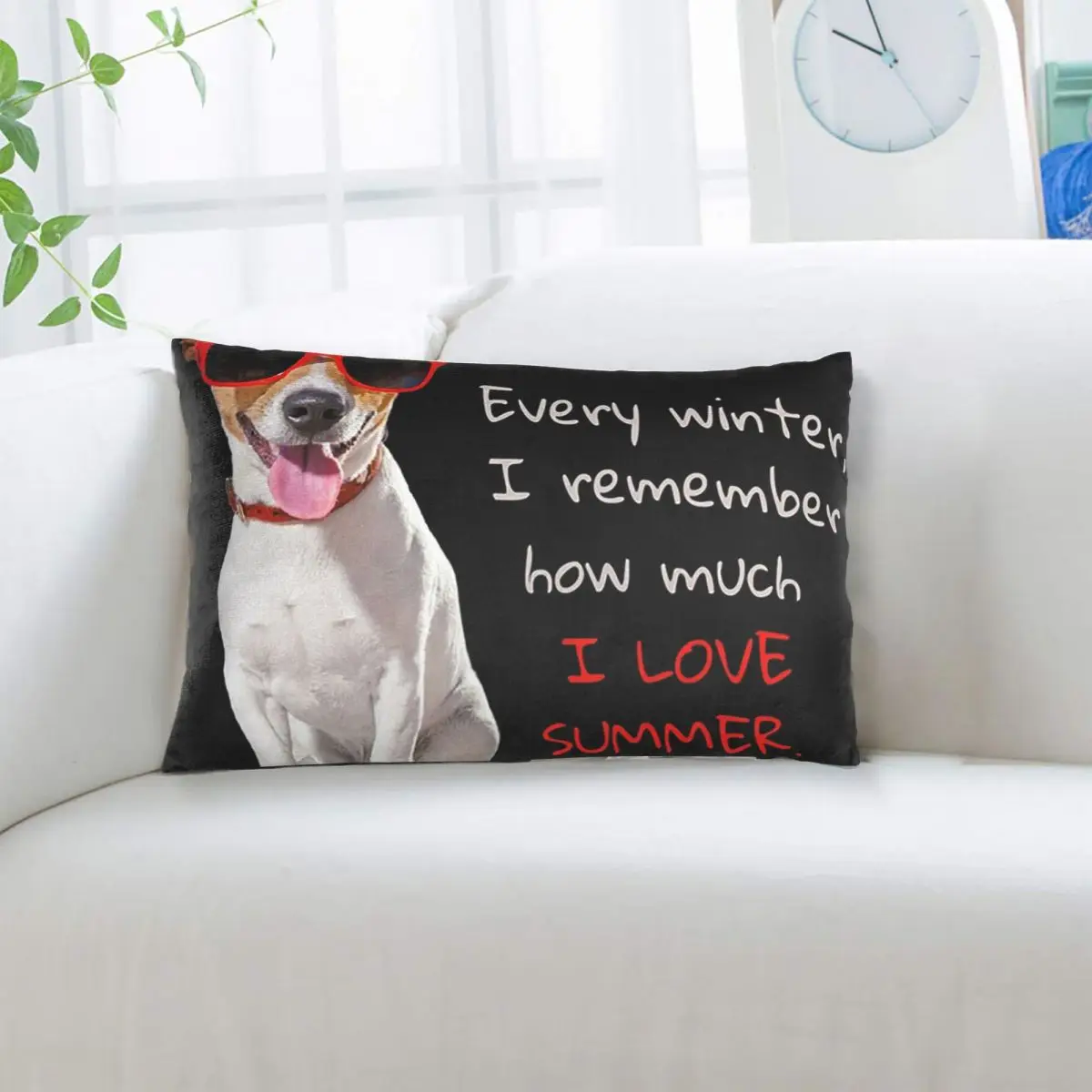 Jack Russell Terrier Dog In Red Sunglasses Rectangle Pillowcase Cushion Cover Decorative Bedroom Bed Home Comfort Throw Pillow