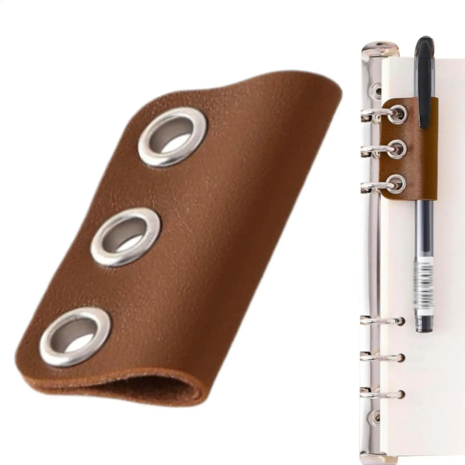 Stifthalter-Clip für Tagebuch, PU-Leder, lose Blätter, Notizbuch, Stiftclip, Bleistiftschlaufenhalter für Zuhause, Schule, Stift, feste Klemme