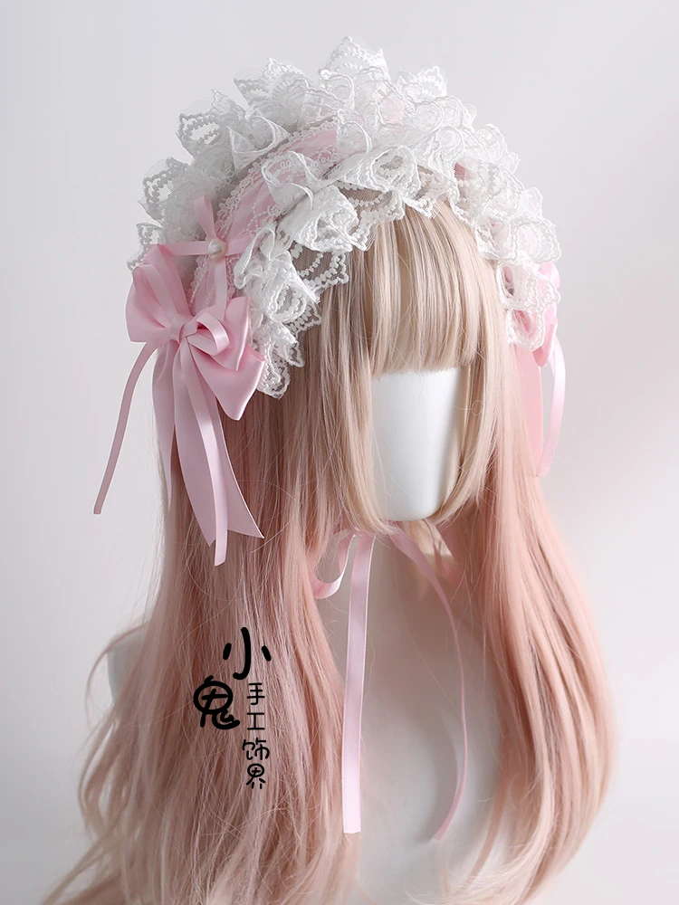 Original Pink and white lolita Cherry Blossom Lolita Headband Top Hat Love Overture hair accessories