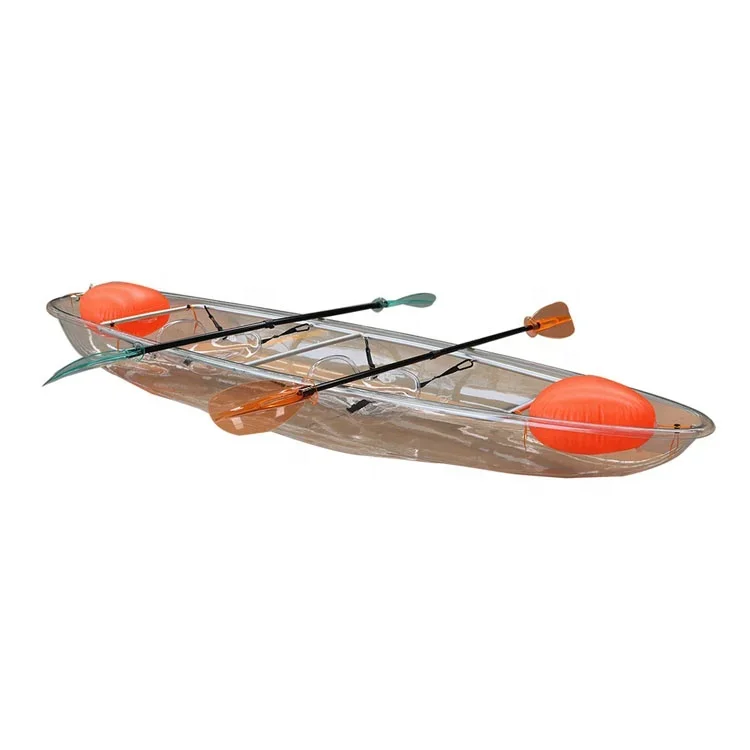 Guaranteed quality unique 2 person clear plastic boat transparent kayak with paddle for sale