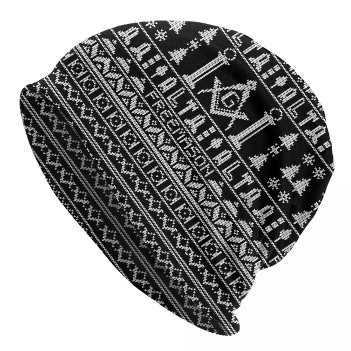 Custom Freemason Christmas Design Masonic Christmas Skullies Beanies Caps Cool Winter Warm Knitted Hat Unisex Adult Bonnet Hats