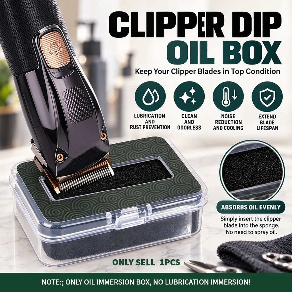 Electric Hair Clipper Oiling Box, Hair Clipper Blade Cleaning and Lubrication Box with Oil-Absorbing Sponge, Maintenance for Hair Salon and Home Trimmers, Christmas and Birthday Gift (Lubricating Oil Not Included)