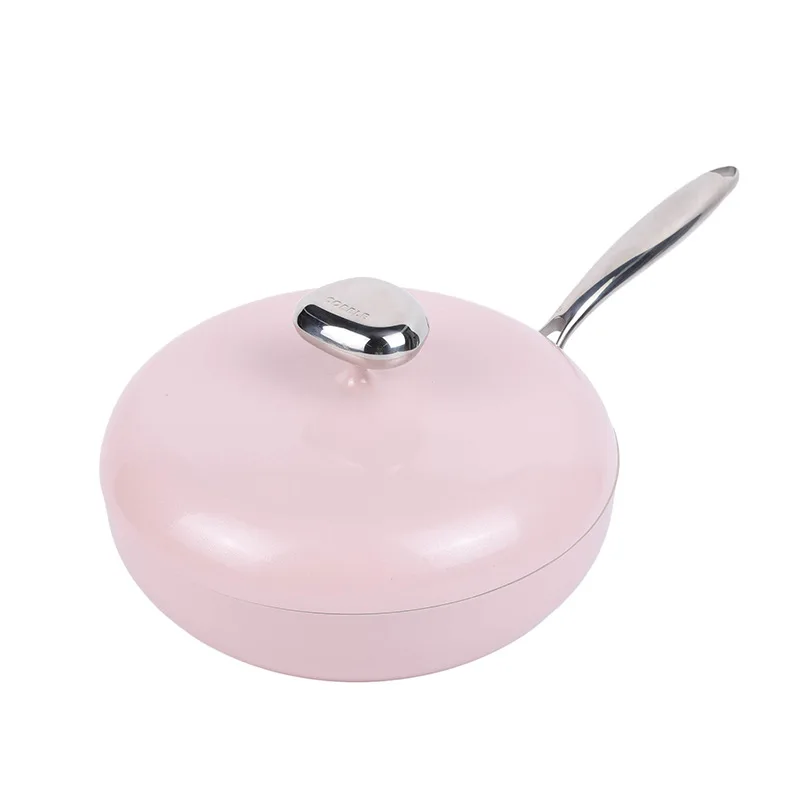 Pebble Non Stick Frying Pan 28cm Deep Fried Wok Gas Induction Cooker Universal Kitchen Supplies Modern Simplicity Cookware G