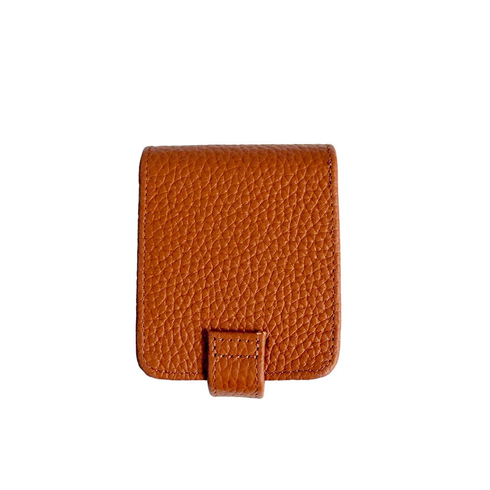 Customized name genuine leather zero wallet key case mini bag with mirror coin small bag opening red envelope