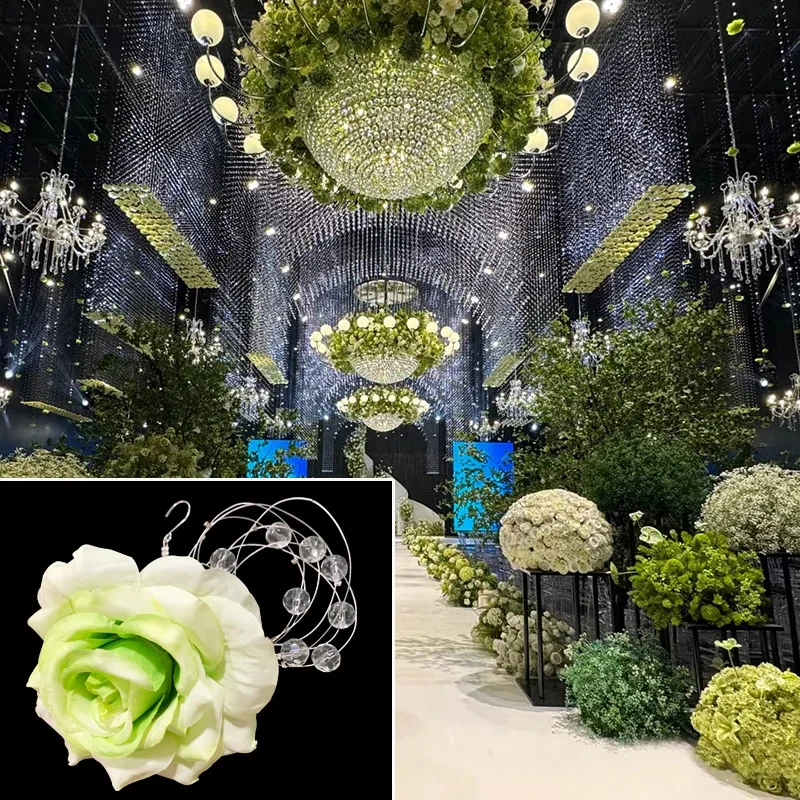 Hochzeits-Kristallperlenvorhang Blumenanhänger Perlenkette Deckendekoration Hochzeits-Blumenkopf-Dekoration Ananas-Perlenvorhang – Detail 4