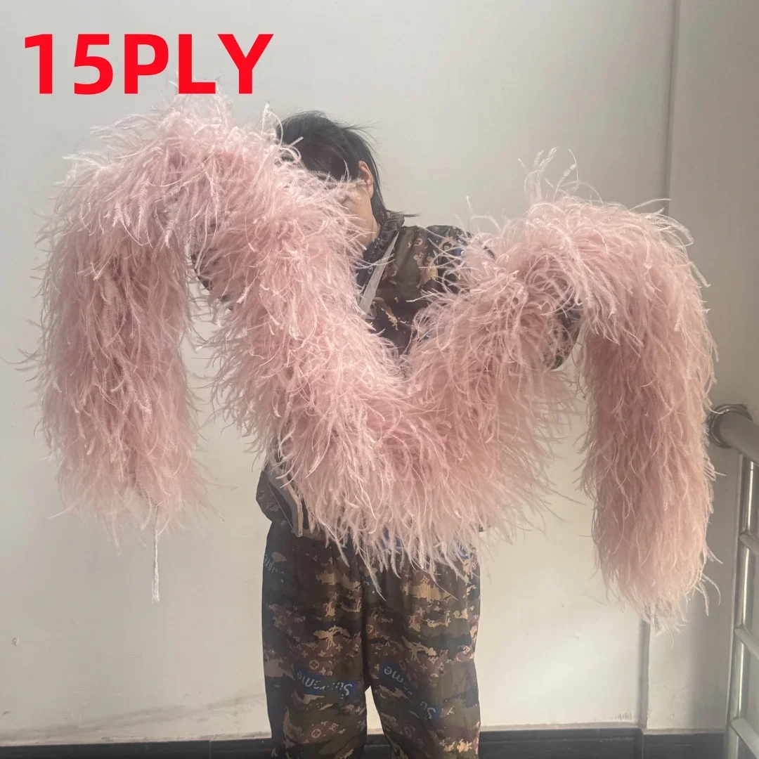 

2M New style Ostrich Feathers Boa Shawl Vintage Fluffy Ostrich Trim for Wedding Dress Dcoration 6/10/15/20 Layers Feather Scarf