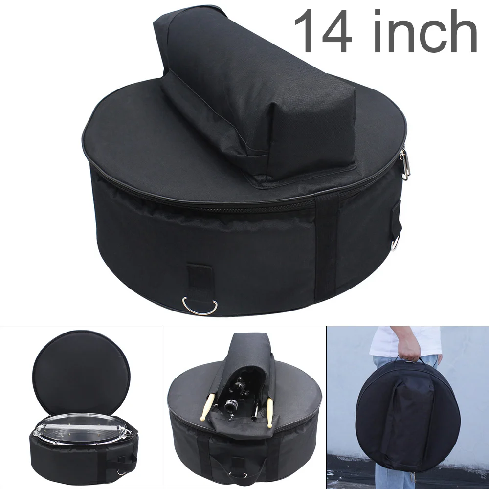 14 Inch 14.5cm / 17cm Height Snare Drum Bag 15mm Add Cotton Drum Sticks Stand Percussion Instrument Waterproof Oxford Backpack