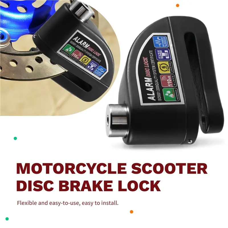【BRILLIANT 】Bicycle Wheel Disc Brake Lock Motorcycle Scooter Disc Brake Lock Waterproof Security Alarm Protection