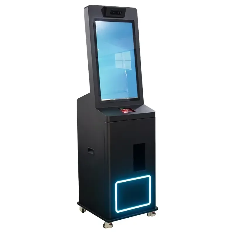 Free Stand Name Badge Printing Self Service Touch Screen Room Card Ticket Convention Card Dispenser Printer Kiosk with Wheels
