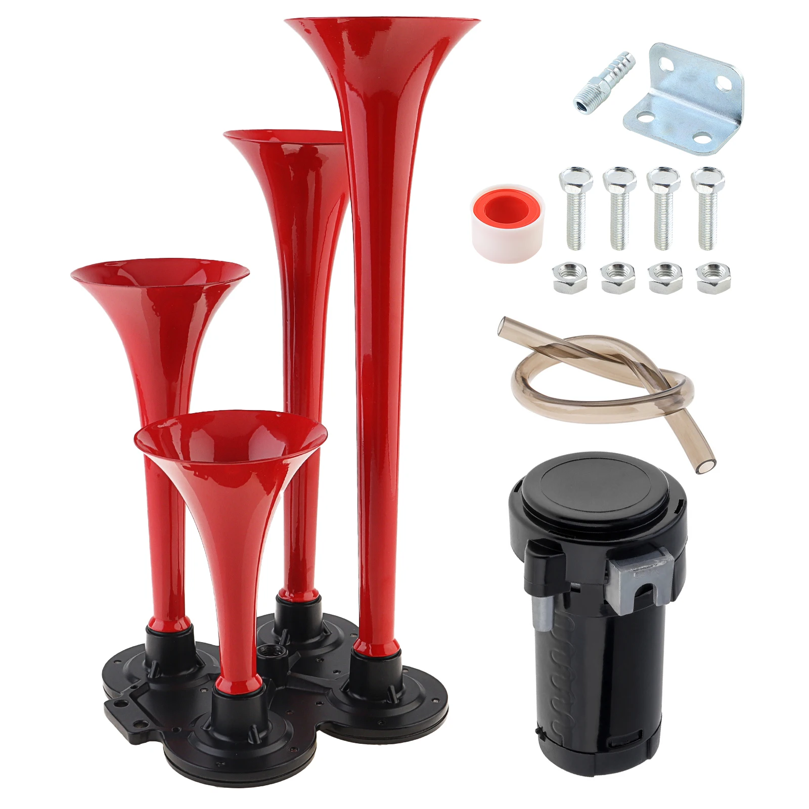 

12V 185db Super Loud Four Trumpet Air Horn with Compressor Musical Sound Air Horns Fit for Cars / Trucks / Boats / Motorcycles