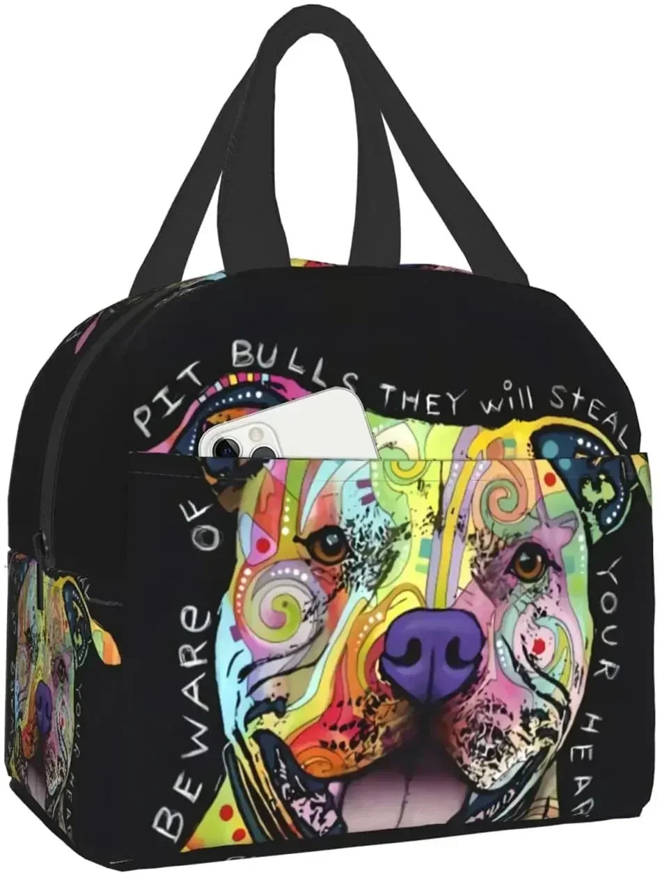 

New Pit Bulls Reusable Insulated Lunch Bag Cooler Tote Box Container for Woman Office Work School Picnic Beach Workout Travel