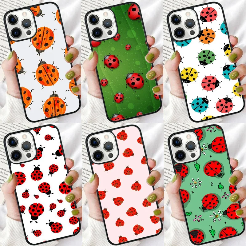 Seven Star Ladybug Phone Case For iPhone 16 15 14 plus XR XS 11 12 13 Pro max Soft Bumper Shell Cover coque