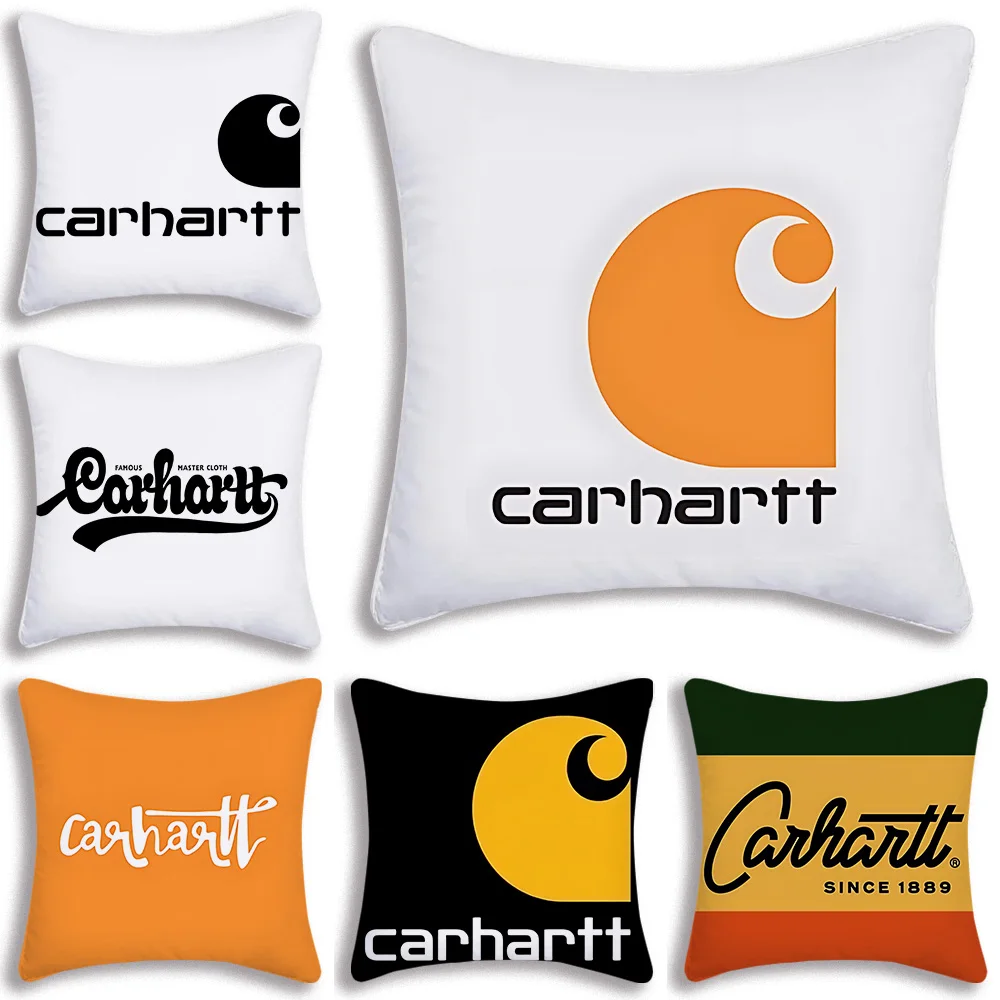 C-CarharttS Pillow Covers Cartoon Sofa Decorative Home Double-sided Printing Short Plush Cute Cushion Cover