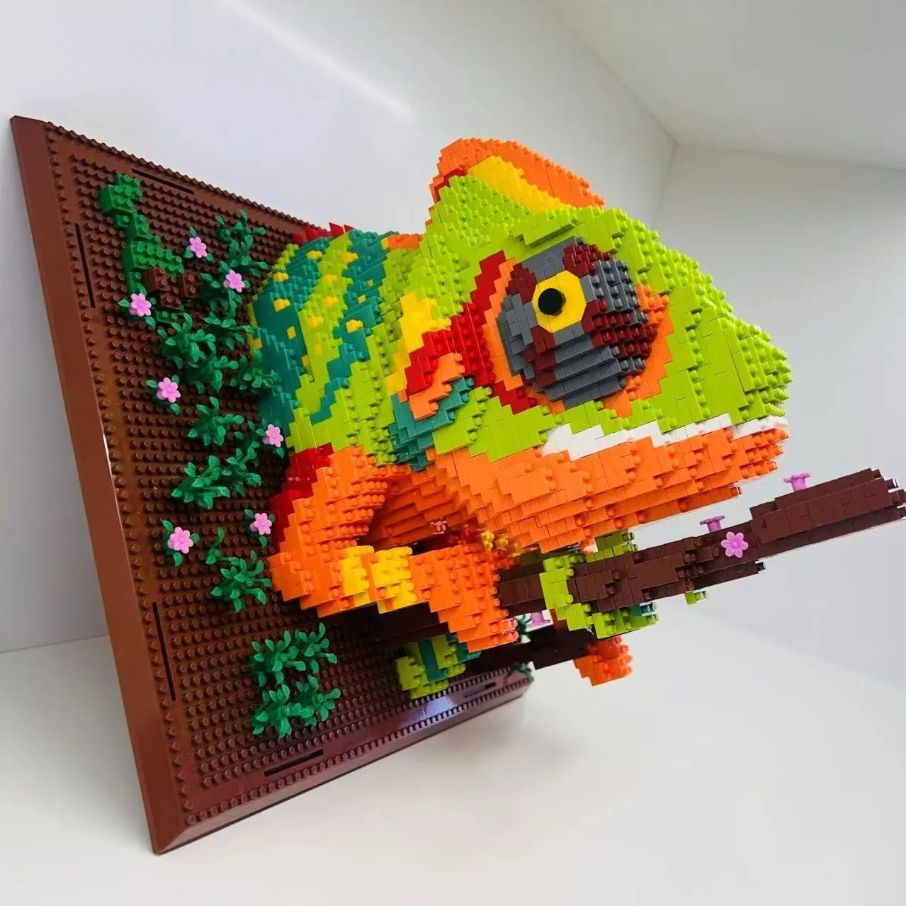

3D Building Blocks Chameleon Head Mural Wall Block DIY Animal Pendant Wall Decor Wall Hanging Sculpture Home Decor Toy Gift