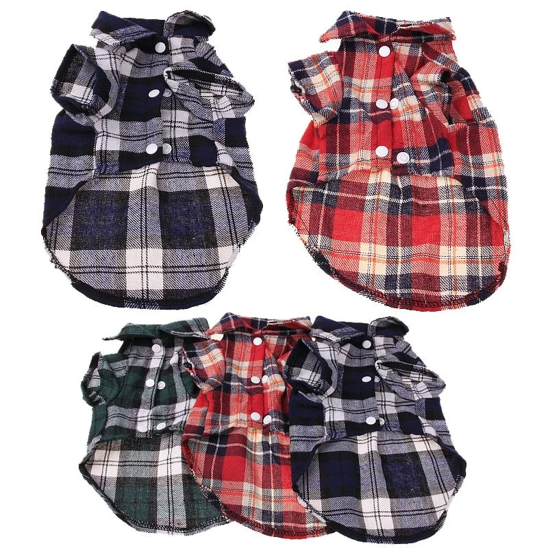 

Summer Pet Shirt British Style Plaid Dog Vest Clothes For Small Dogs Chihuahua Cotton Puppy Shirt