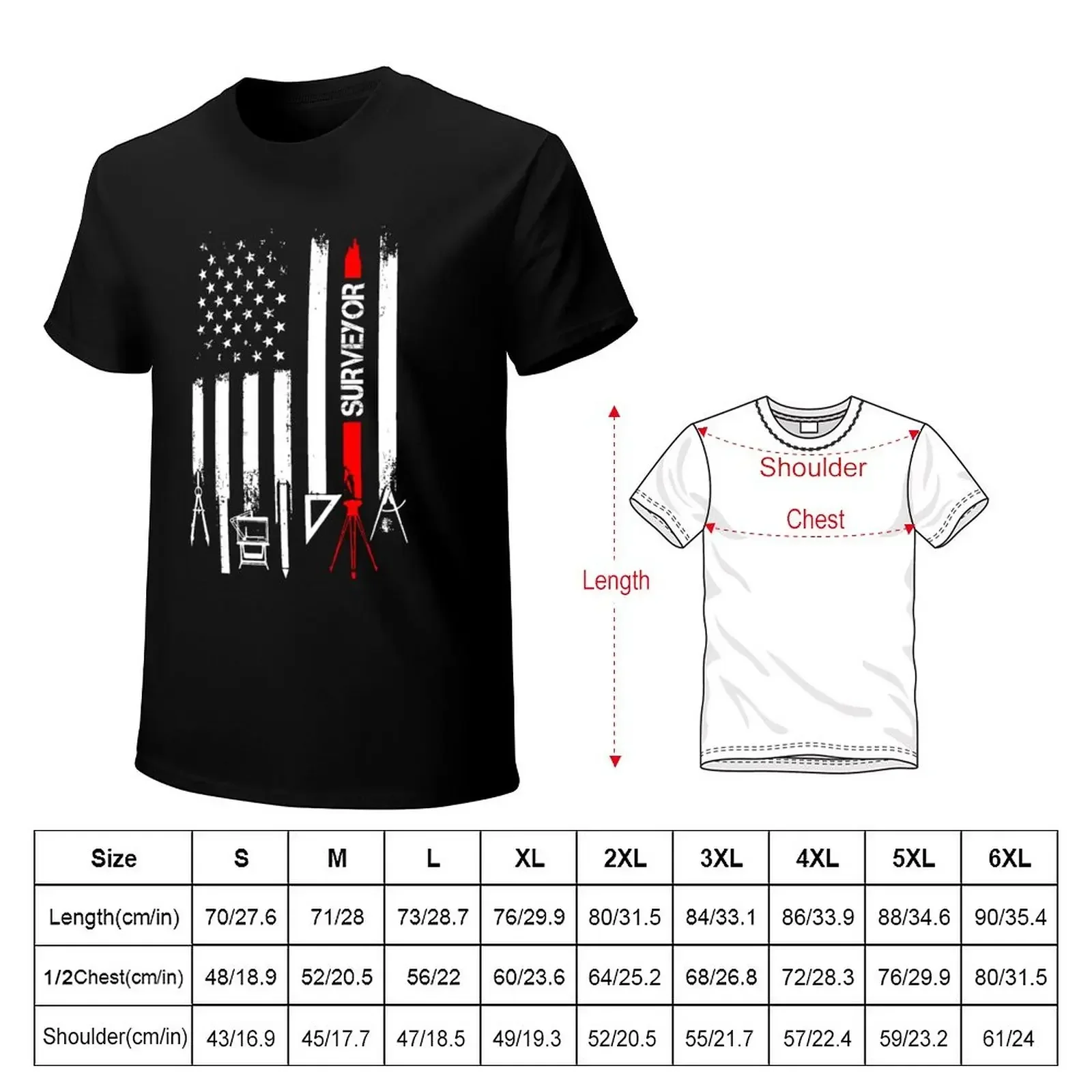 American Flag with Surveyor T-Shirt boys animal print plain vintage t shirts heavyweights sweat shirts, men