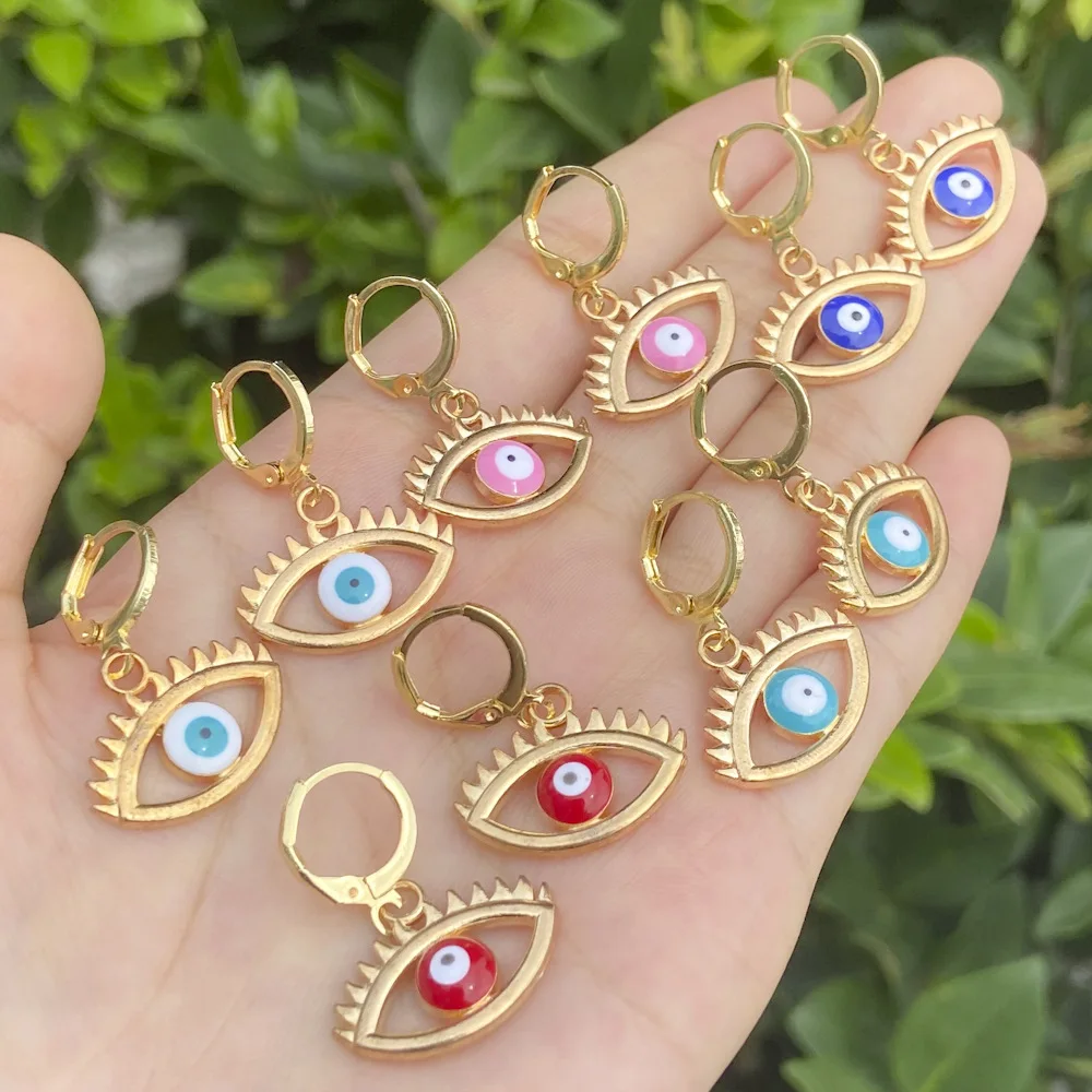 

2022 Personality Colorul Eye Shaped Earrings Vintage Women Punk Dangle Earrings Ladies Geometric Design Ear Jewelry Wholesale