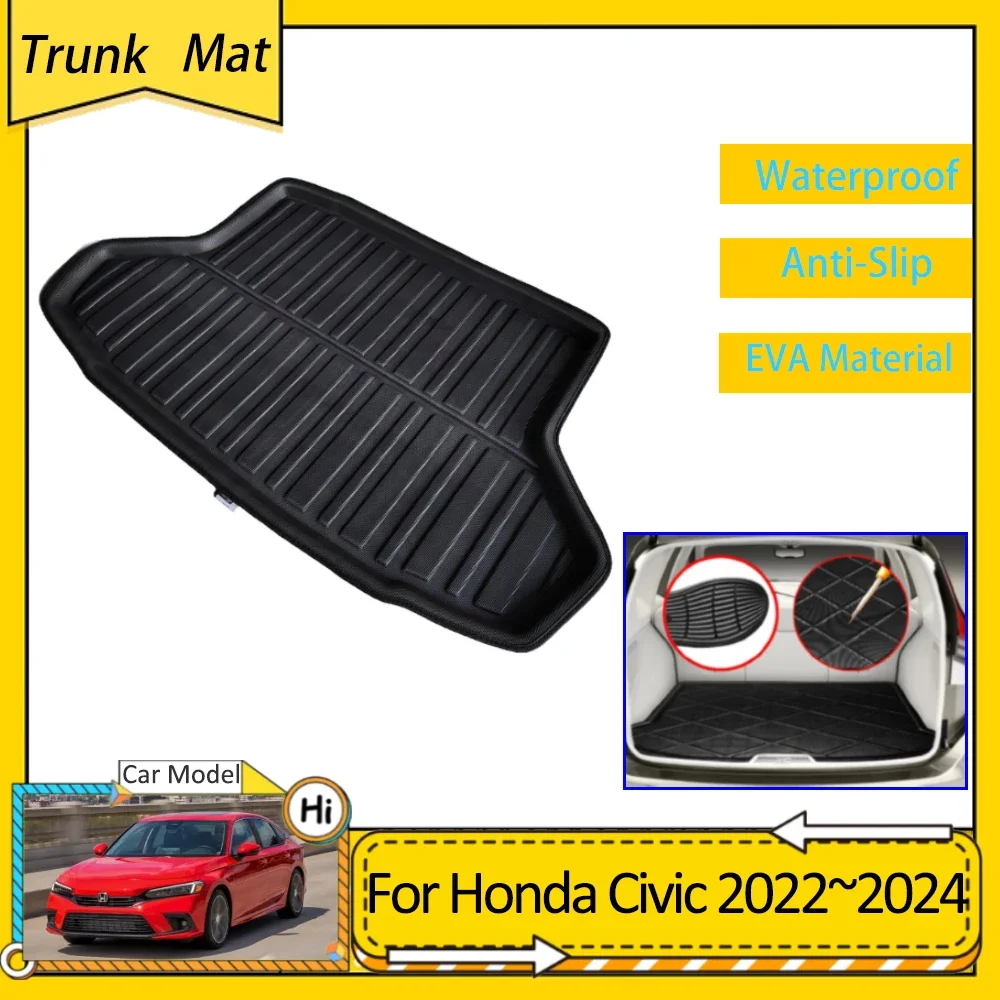 

For Honda Civic 11 11th gen 2023 Accsesories 2022 2024 Sedan Car Rear Trunk Mats Luggage FLoor Boot Tray EVA Waterproof Carpet