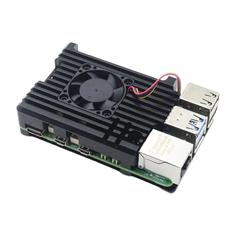 5 Generation Raspberry PI Pi5 Aluminum Armor Housing with PWM Temperature Control Cooling Fan