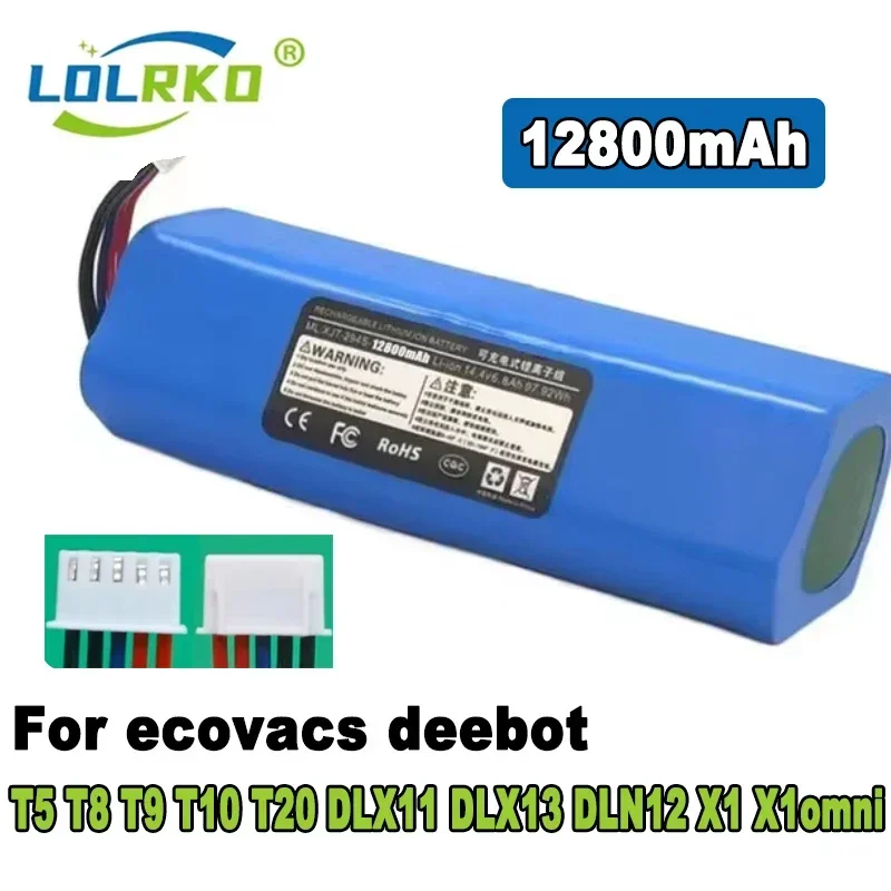 14.8V NEW 12800mAh Battery For Ecovacs Deebot T5 T8 T9 T10 T20 DLX11 DLX13 DLN12 X1 X1omni X1turbo Sweeping Robot Battery