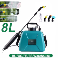 8L Electric Sprayer Automatic Atomization Plant Sprayer Gardening Irrigation Sprinkler Shoulder Type Watering Can Durable Green