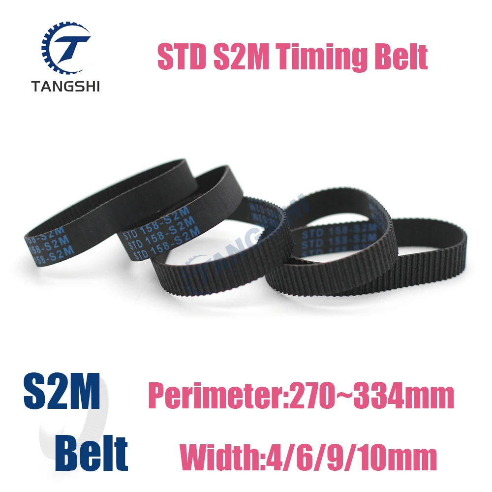 STD S2M Closed Loop Rubber Timing Belt Width 4/6/9/10mm S2M Belt Length270 272 274 276 278 280 282 284 286 288 290 292 294~334mm