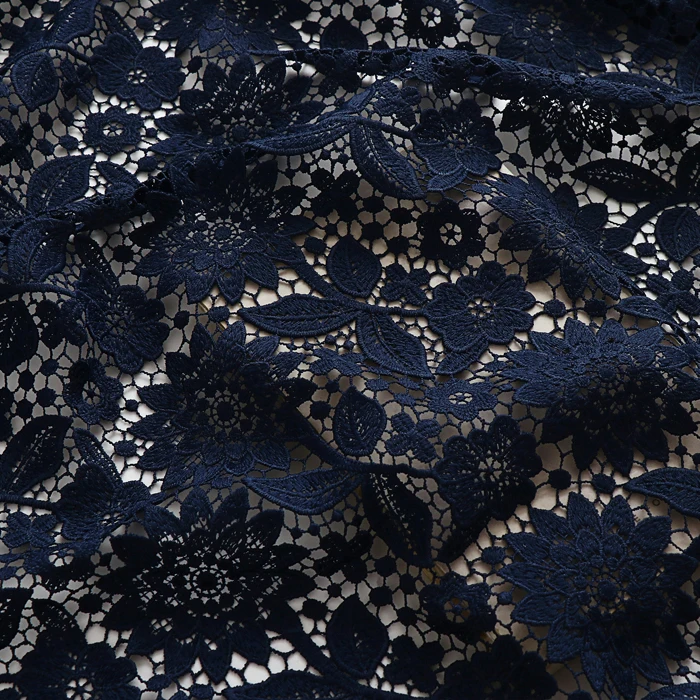 

Lace Fabric Water Soluble Milk Silk Fabric Dress Wrapped Skirt Cheongsam Formal Dress Clothing Fabric Dark Blue