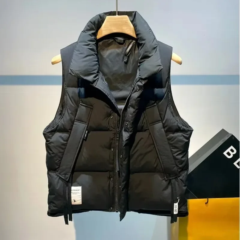 Gilet alla moda da uomo autunno inverno abbigliamento esterno maschile gilet caldo giacca senza maniche con collo allentato casual moda giovanile di grandi dimensioni