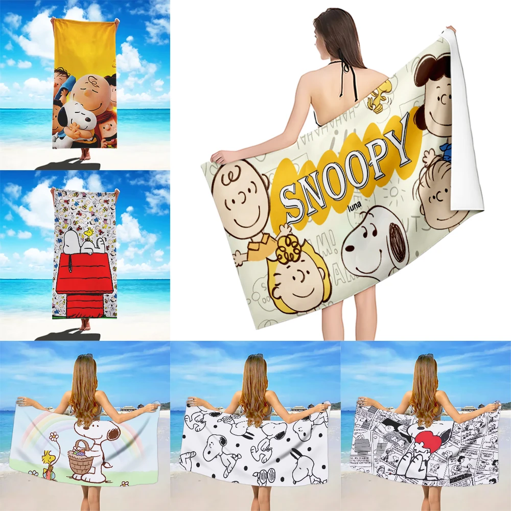 Cartoon cute S-Snoopys Beach Towel Microfiber Sand Free Quick Dry Soft Sandproof Pool Towels Gift for Travel Shower