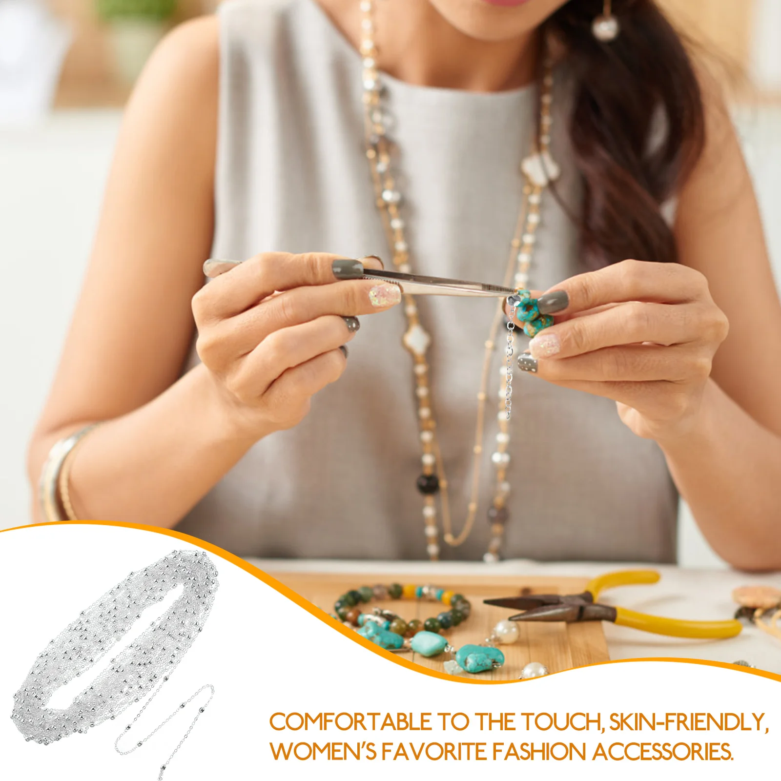 

1-рулонное ожерелье-цепочка, кабель, заколка для волос, ювелирные изделия, цепочки, прочные, приятные для кожи, элегантные, современные женские аксессуары, длинные, тонкие