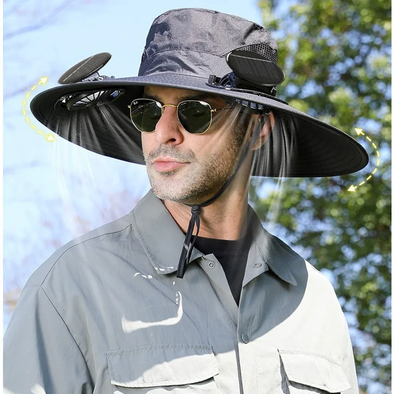 

UV Protection Sun Shading Outdoor Fishing Protection Air Conditioning Fan Fisherman Sun Cap Camping Trekking Travel Fisherman