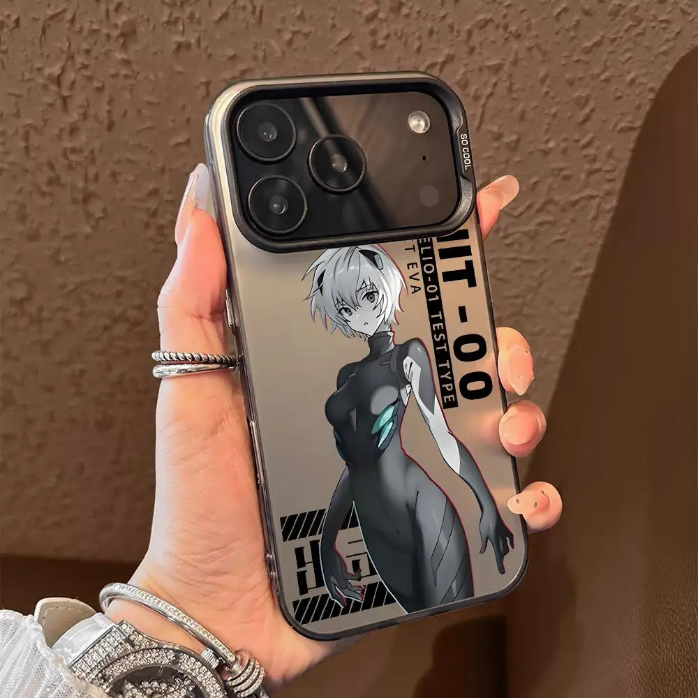 iPhone 17 16 15 14 13 12 11 Pro Max用スマホケース ブラック パープル マット レーザー メタリック オーロラ フンダ アニメ-エヴァンゲリオン エヴァ