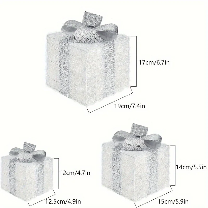 2025 Christmas light-up gift box decoration ornaments Christmas celebration party atmosphere decoration (batteries not included)