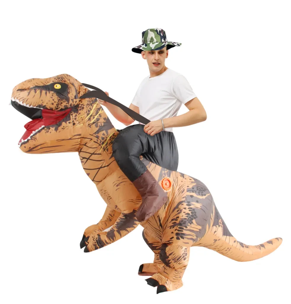 Brown Carry on Me Dinosaur Inflatable Costumes Halloween Cosplay T-Rex Costume Walking Mascot Disfraz for Adult Man Woman