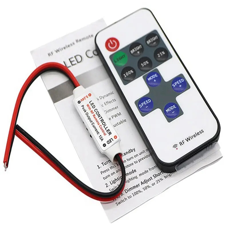 Mini DC 12V 24V Led Strip Controller Dimmer For DC 12V 24V 6A 2835 3528 5050 Single Color LED Light Strip Controller 11 Keys