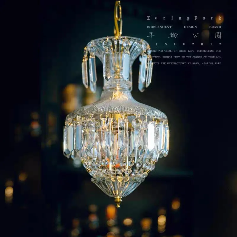 Manufacturer's original design French crystal restaurant cafe engraved retro corridor light balcony cloakroom bedside