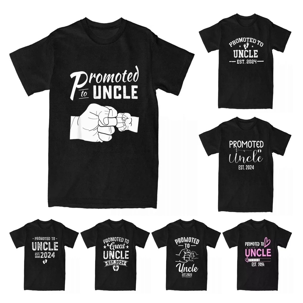 Novelty Promoted To Uncle Baby Announcement 2024 T-Shirts for Men Cotton T Shirts First Time New Uncle Tees Printed Clothing