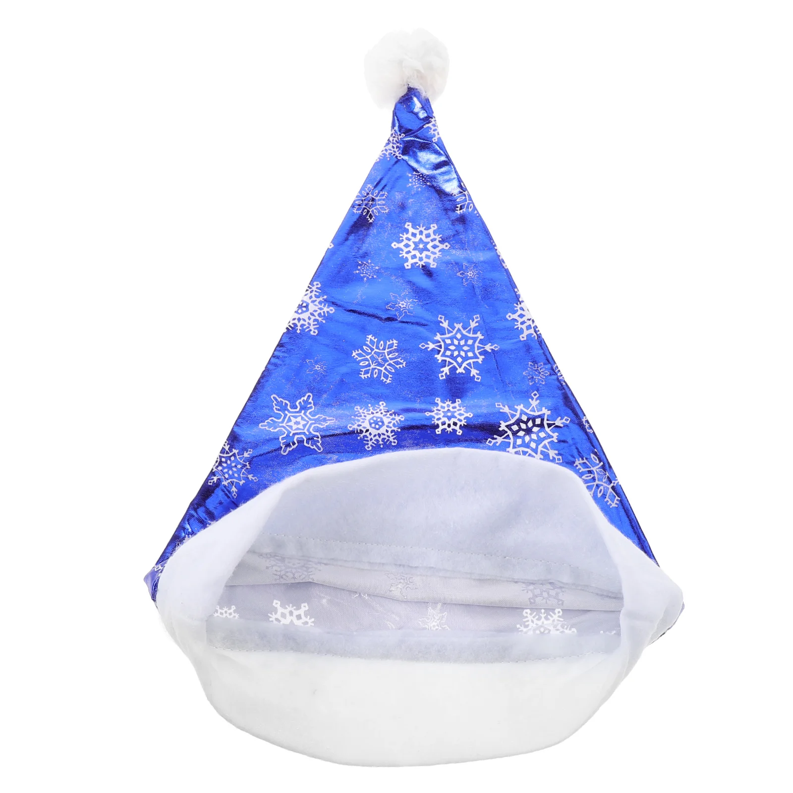 

4Pcs Blue Snowflake Santa Hat Christmas Headwear Fluorescent Fabric Comfortable One Size Fits Most Adults Kids