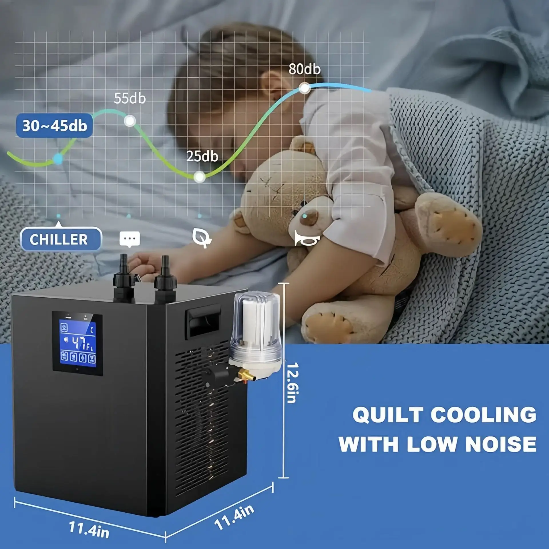 Chłodziarka do akwarium LG-CY300P do hydroponiki, do użytku domowego, dla aksolotli, ryb, koralików, krewetek, 110V 220V z pompą i rurą