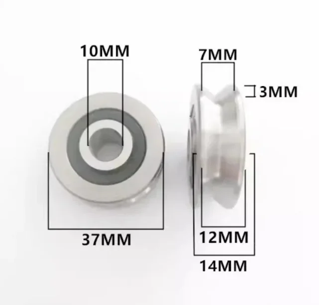 4Pcs Groove Sealed Ball Bearing 10*37*12*14 mm Pulley Wheel Bearings V6/3 V7/3 V8/3 Guide Track Rlooer Bearing