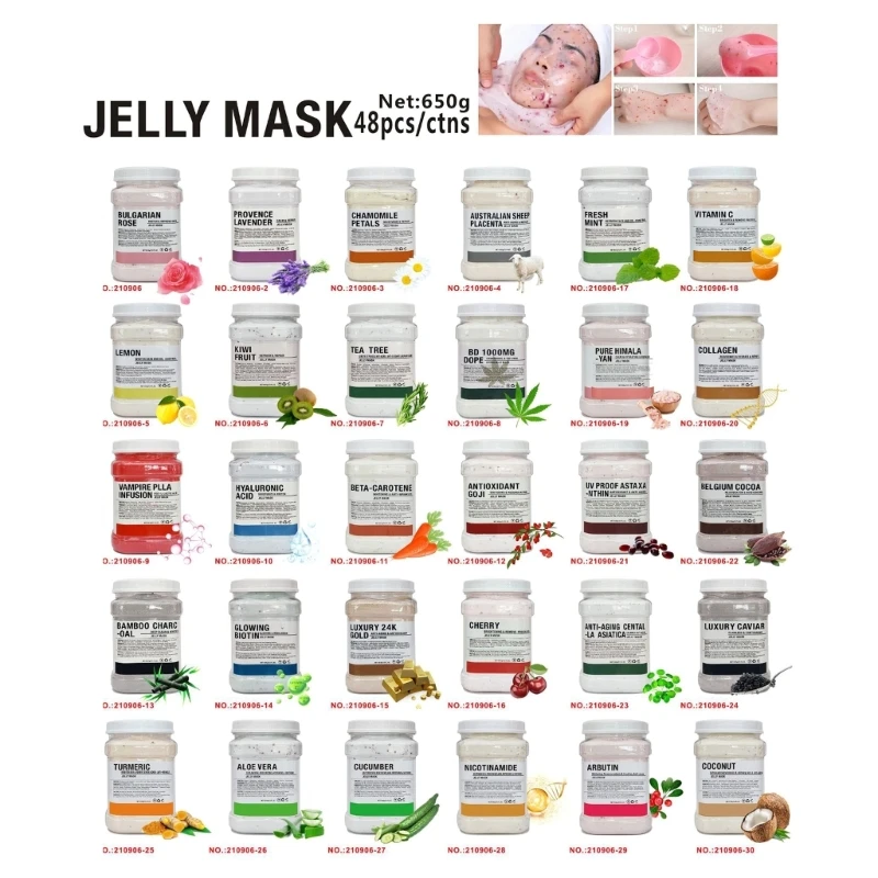 Jelly Mask Powder for Facials, Natural Rose Petal Jelly Face Mask, Peel Off Hydro Face Mask Powder Rubber Mask Powder