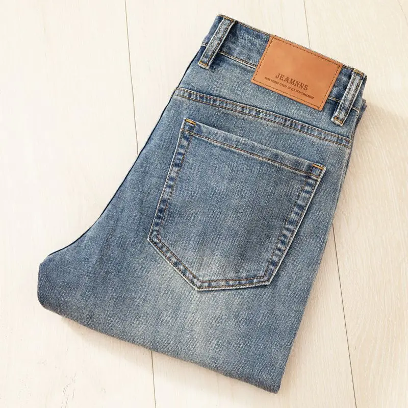 

Men's Fashion Business Jeans Classic Style Casual Elastic Slim Fit Jeans Vintage Spring Summer Versatile Straight Denim Trousers