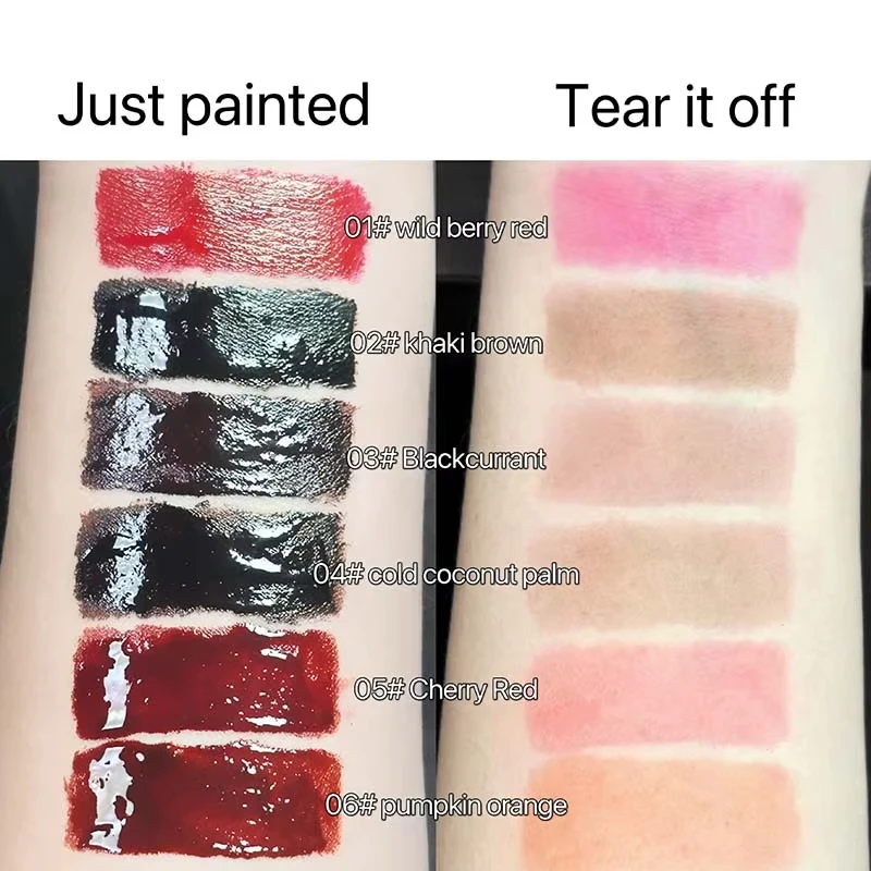 Peel Off Lip Stain Tint – wasserfester, wischfester, mattierter, flüssiger Lippenstift, stoßfest, nicht klebrig, 6 Farben für das tägliche Make-up