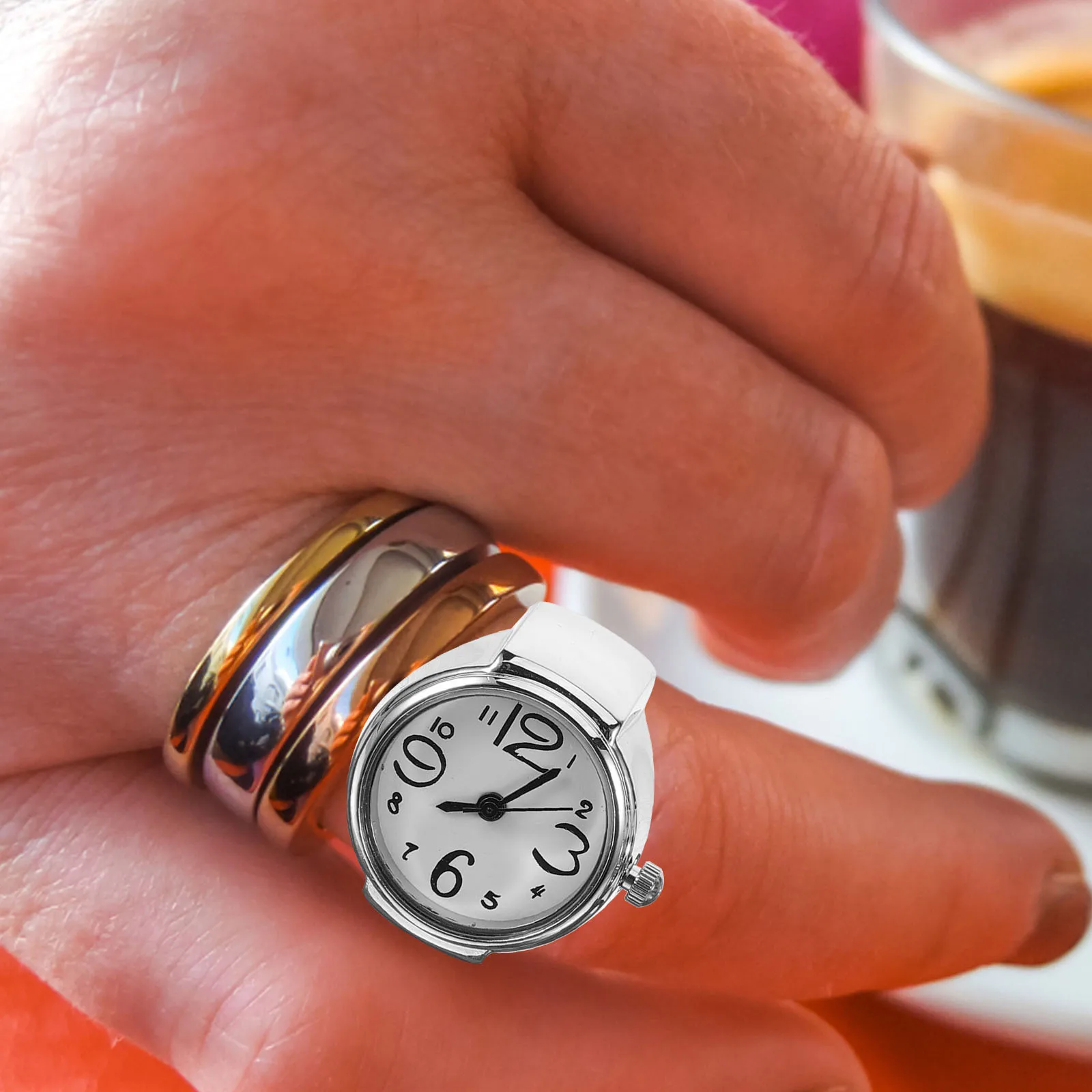 2 uds pareja anillo relojes reloj de dedo Digital elegante Mini relojes accesorios casuales para Mujeres Hombres anillo joyería