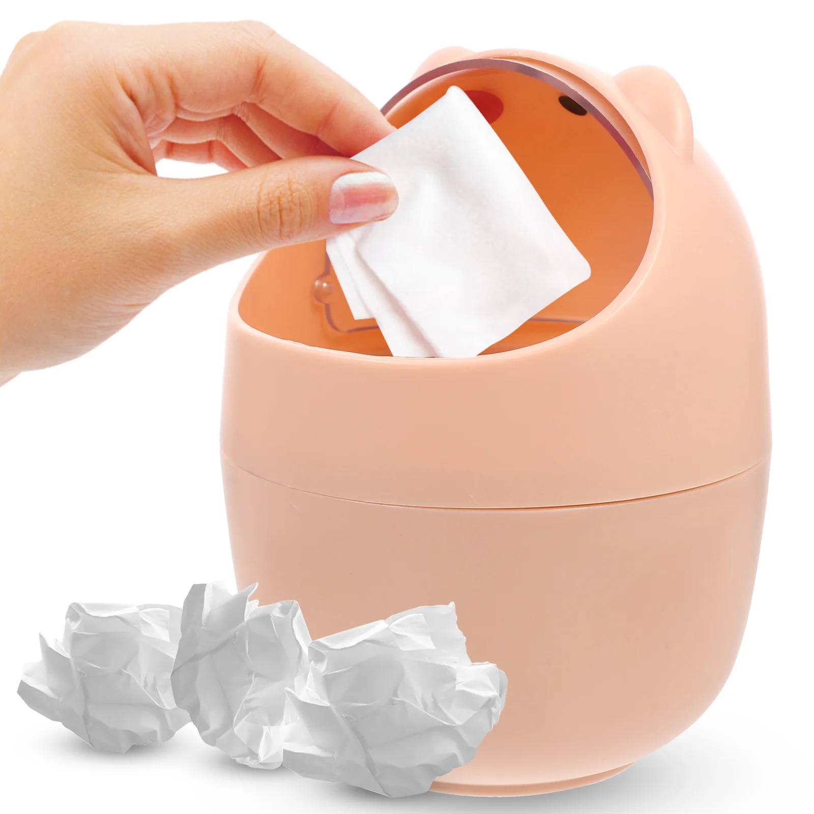 

Mini Wastebasket Trash Can Office Table Lovely Plastic Desktop Garbage Bin Waste Container Lid Home PP Durability