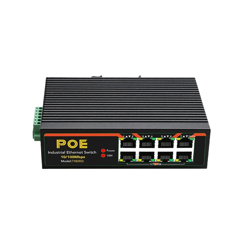 100M 8 Ports Industrial POE Ethernet Switch 100Mbps Unmanaged 35mm DIN Rail Network Switch POE Switch