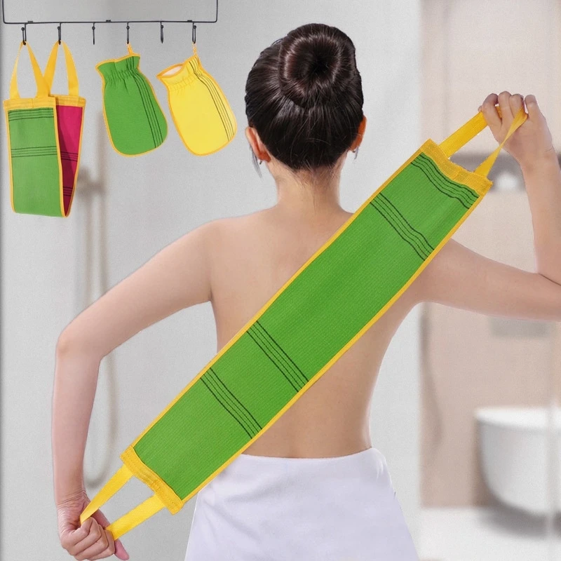 Double Sided Back Scrubber Bath Towel Exfoliating Shower Washcloth Long Pull Rope Body Cleansing Tool for Deep Skin Cleaning