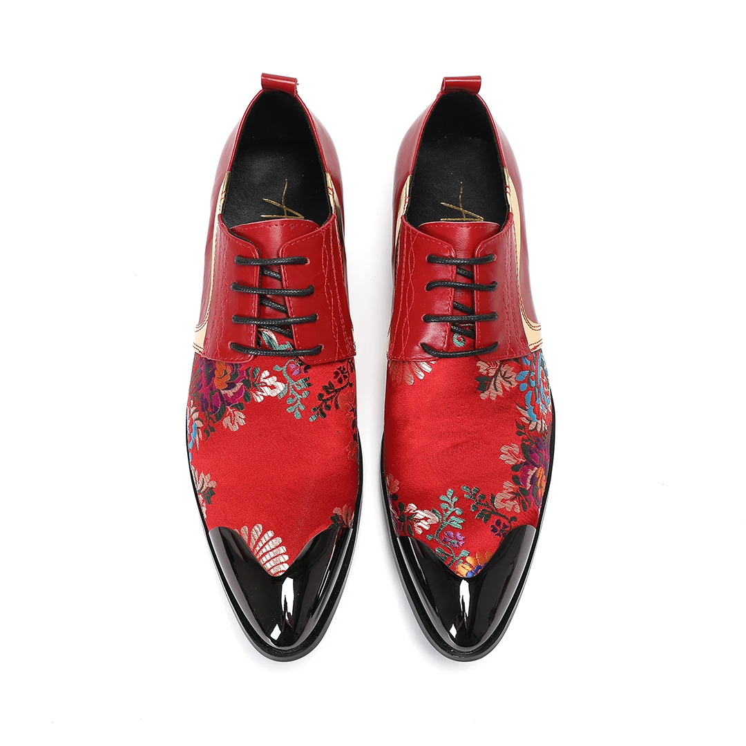 

Мужские оксфорды из натуральной кожи с острым носком в британском стиле, красные туфли-броги больших размеров для свадебной вечеринки, мужские модельные туфли на шнуровке