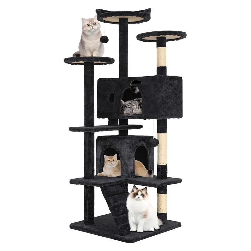 54 inches  Tree Cat Tower for Indoor Cats with Scratching Posts, Multi-Level Cat Furniture Activity Center Stand House Cat C